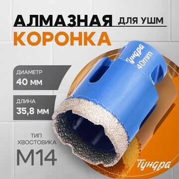 Коронка алмазная тундра, для ушм, 40 х 3