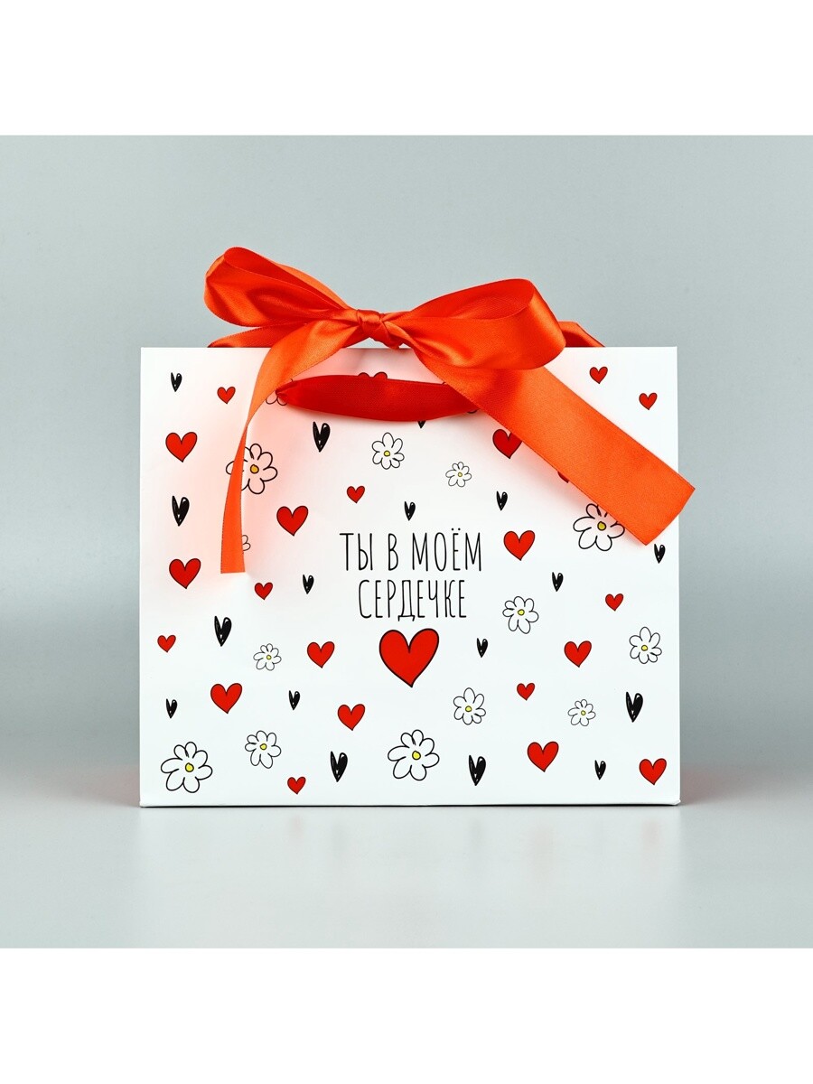 

Пакет ламинированный с лентой, Красный;белый