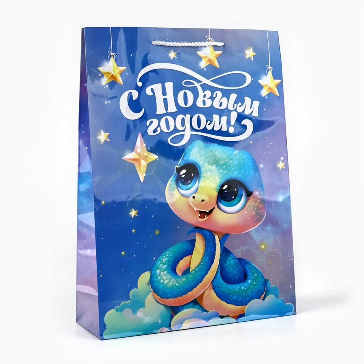 

Пакет подарочный новогодний ламинированный, Голубой