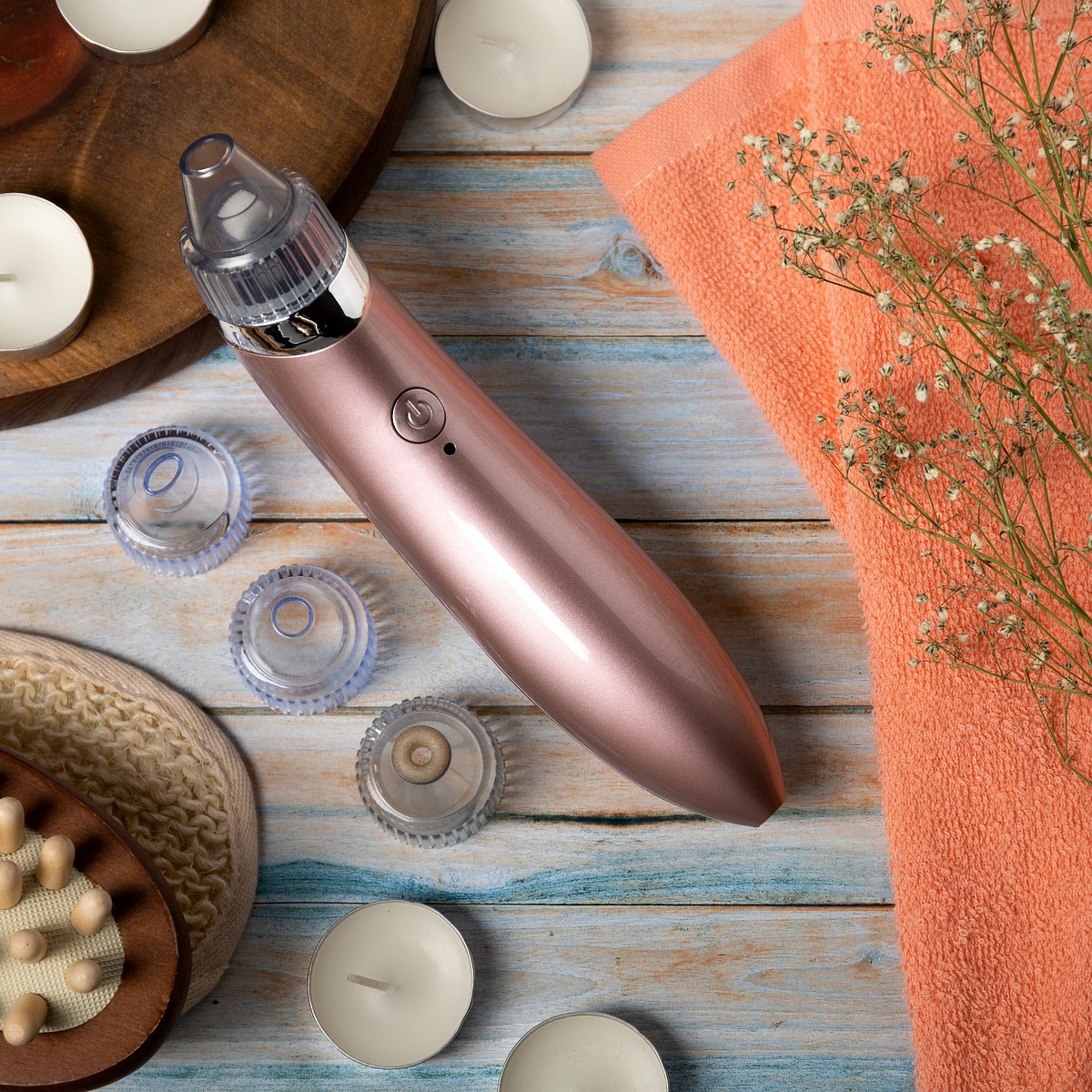 

Вакуумный массажер для чистки лица luazon lmz-050, 4 насадки, акб, розовый, Бронзовый