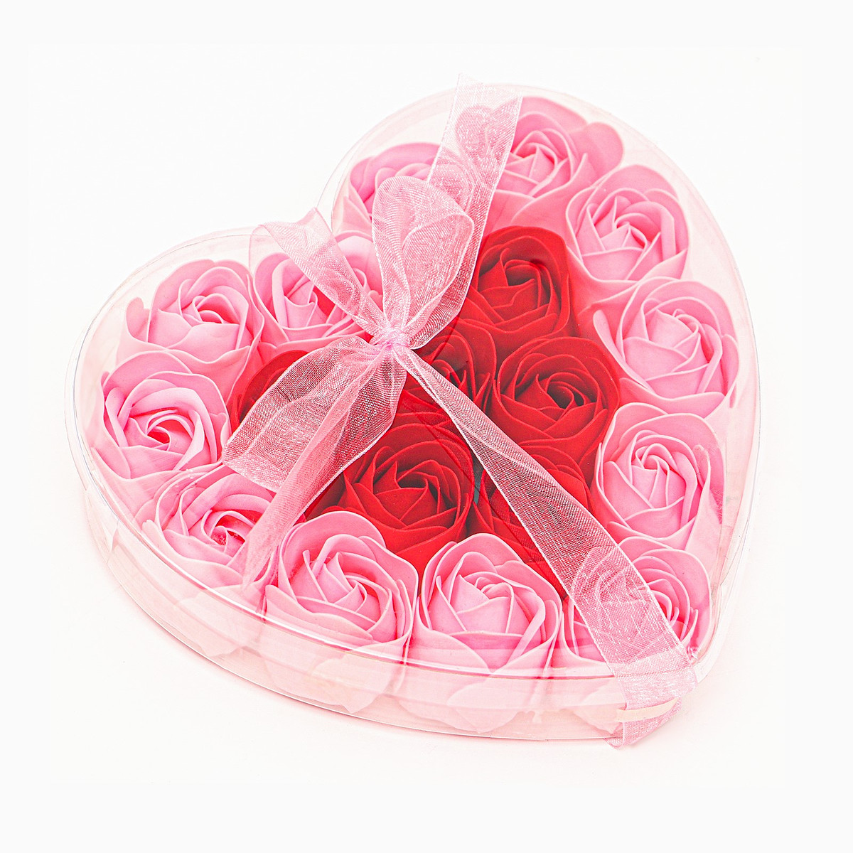

Набор в форме сердца, нежных 18 красно-розовых мыльных роз, Красный;розовый