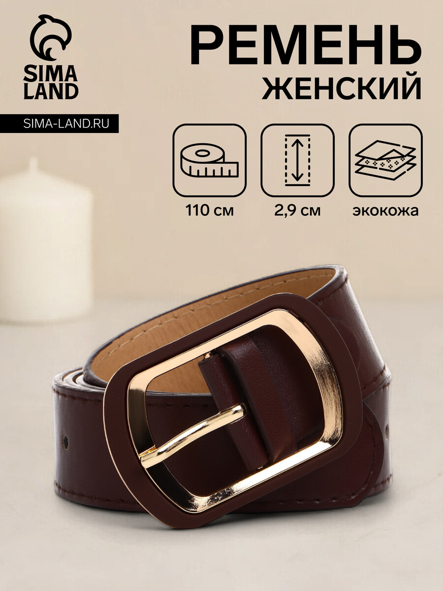

Ремень женский, ширина 2,9 см, пряжка металл, цвет коричневый