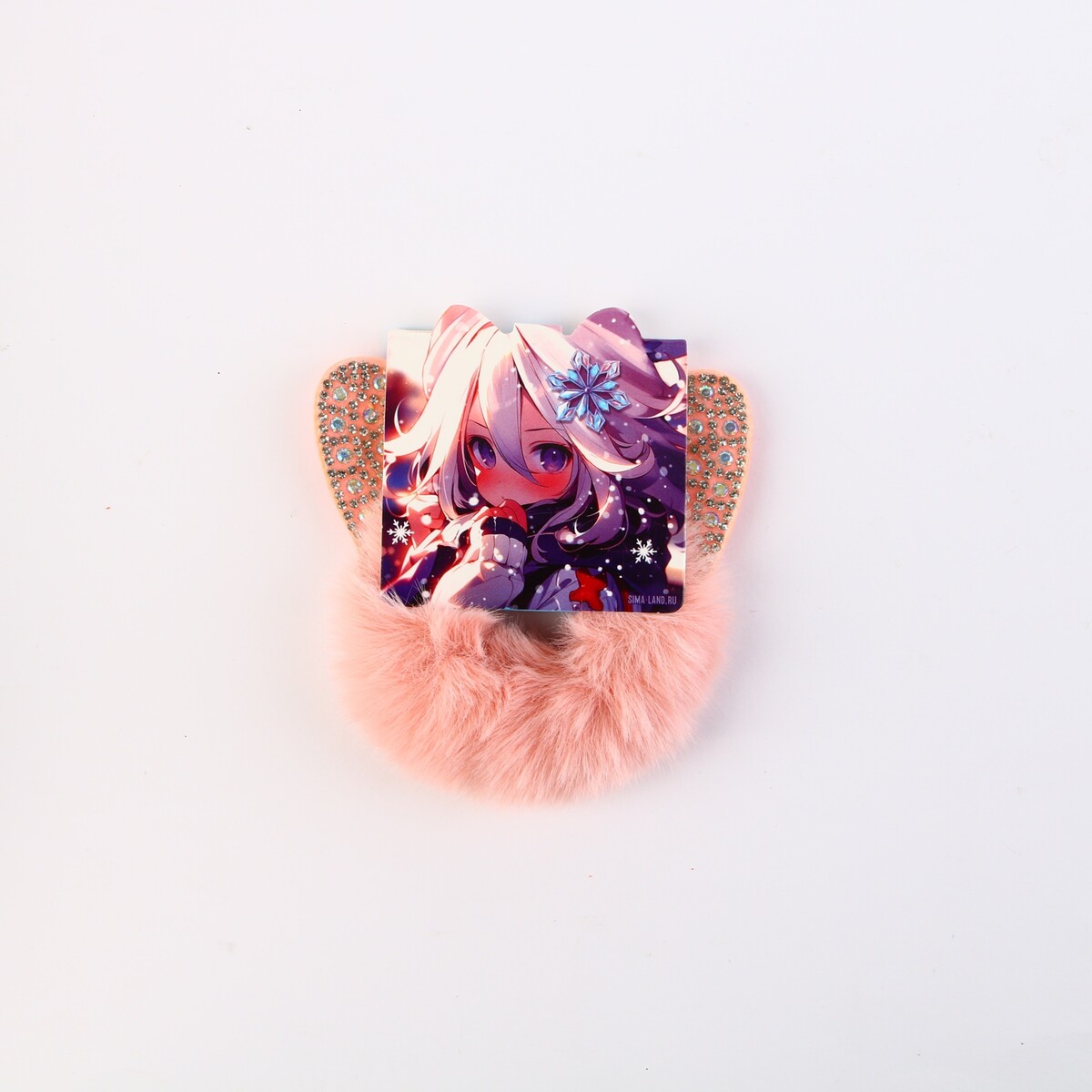 

Резинка для волос пушистая новогодняя, Розовый