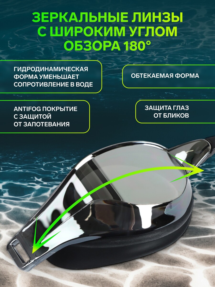 

Очки для плавания onlytop, набор носовых перемычек, черные, зеркальные, Черный