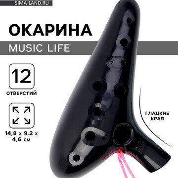 Окарина music life 12 отверстий, черная,