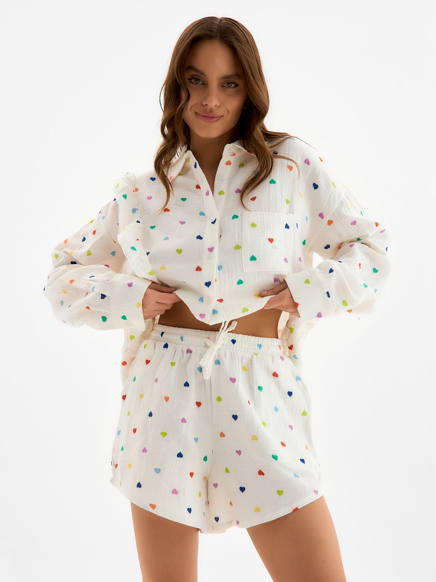 

Пижама рубашка шорты, Белый
