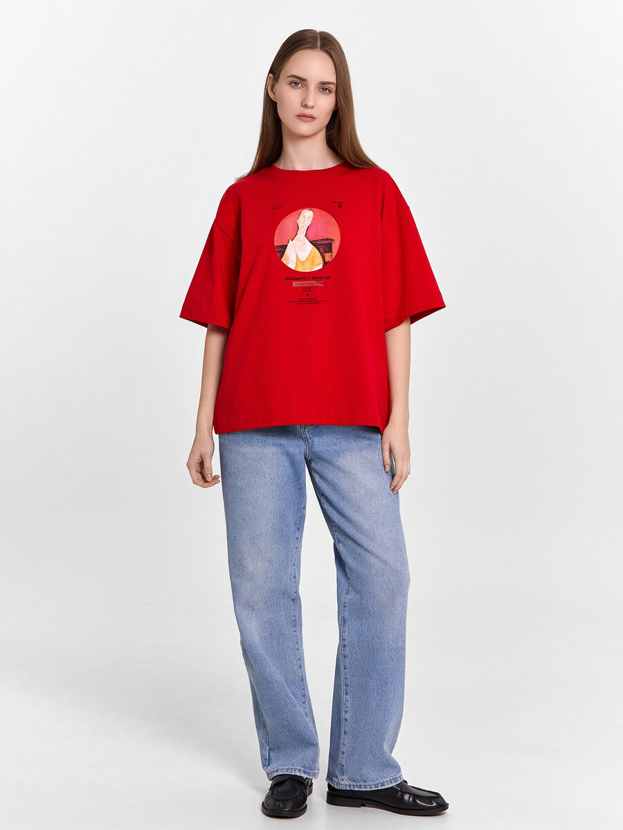Футболка женская красная с принтом из коллекции art u wear (mark formelle & national art museum) Mark Formelle 018841669 Багровый +печать  Фото 3