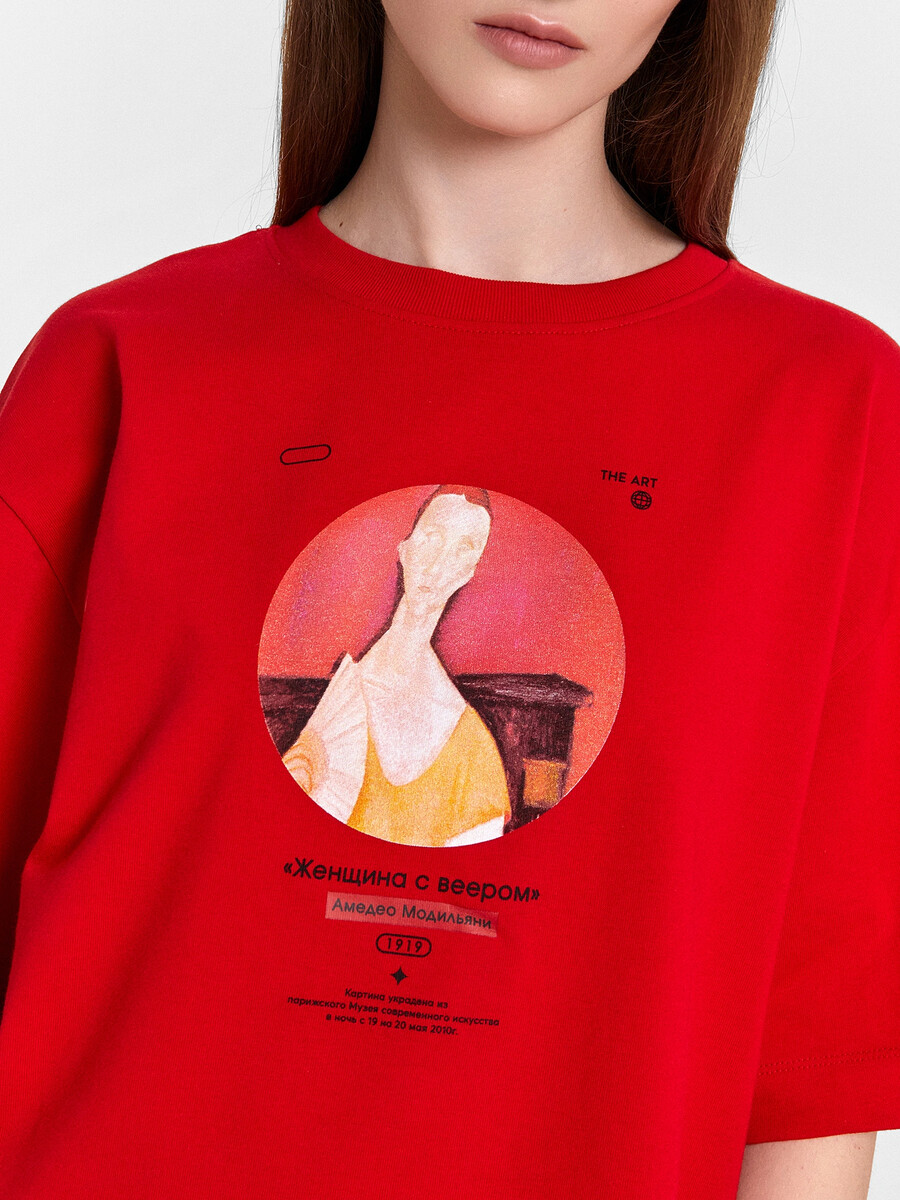 Футболка женская красная с принтом из коллекции art u wear (mark formelle & national art museum) Mark Formelle 018841669 Багровый +печать  Фото 4