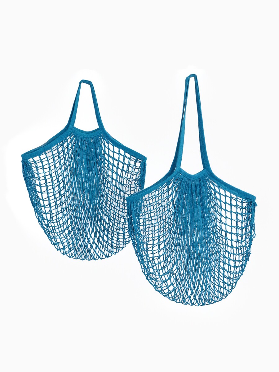 

Набор 2 шт.: сумка-авоська плетеная, клетка 1.5 см, синяя, Синий