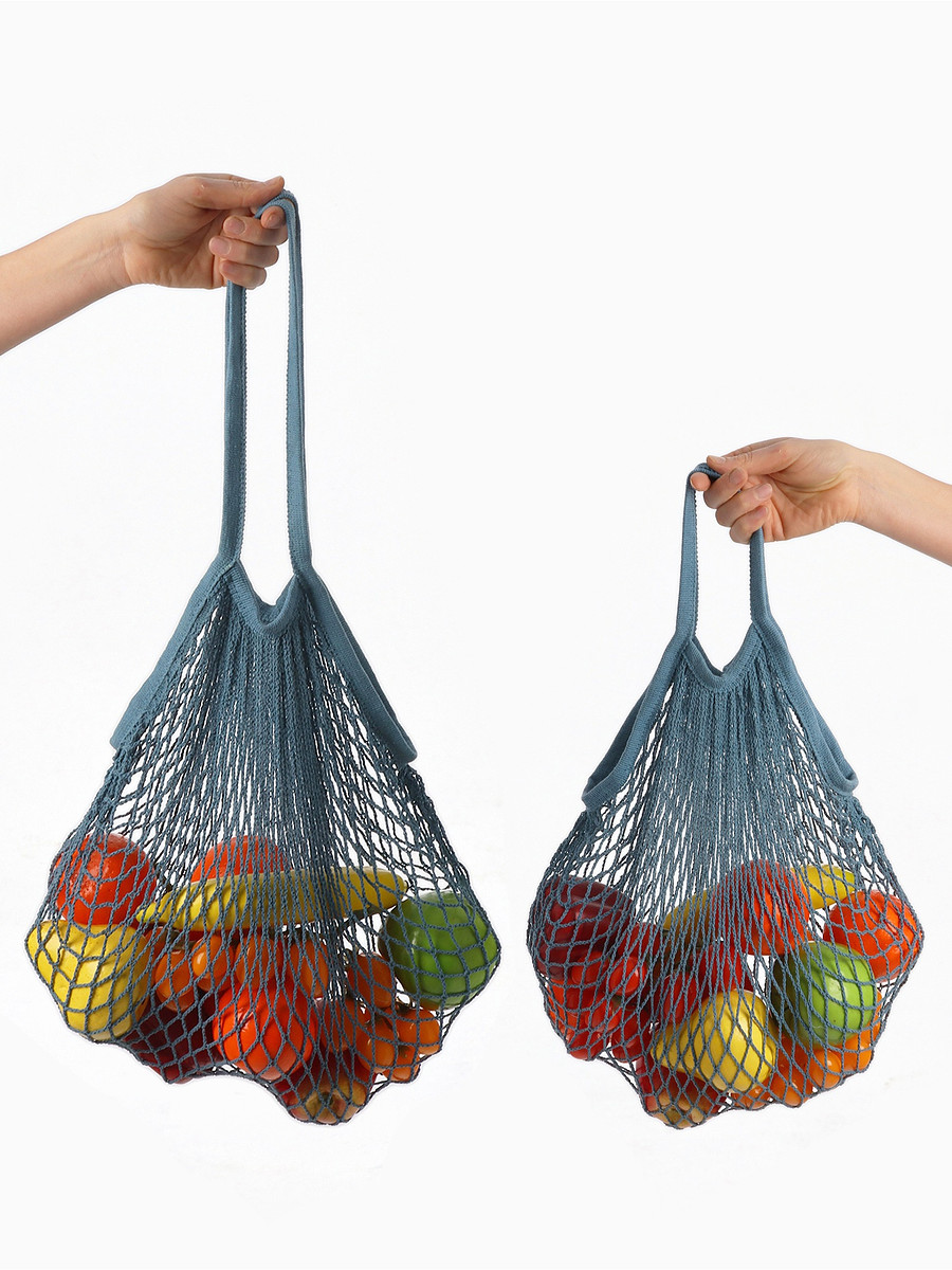 

Набор 2 шт.: сумка-авоська плетеная, клетка 1.5 см, темно-бирюзовая, Бирюзовый