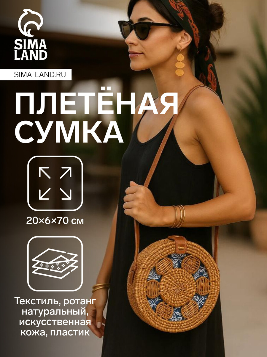 

Сумка женская через плечо плетеная, Синий