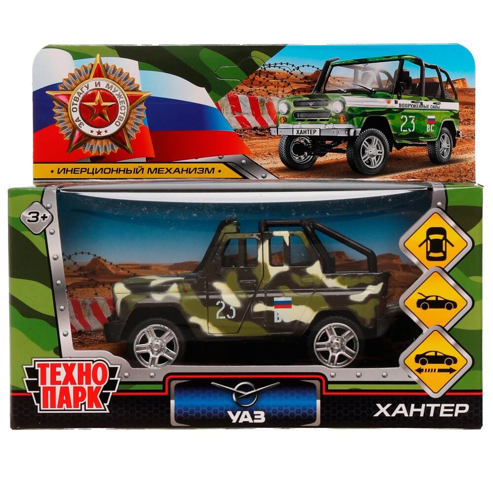 Машина металлическая UAZ, Технопарк HUNTERBCH-12MIL-GN, Технопарк