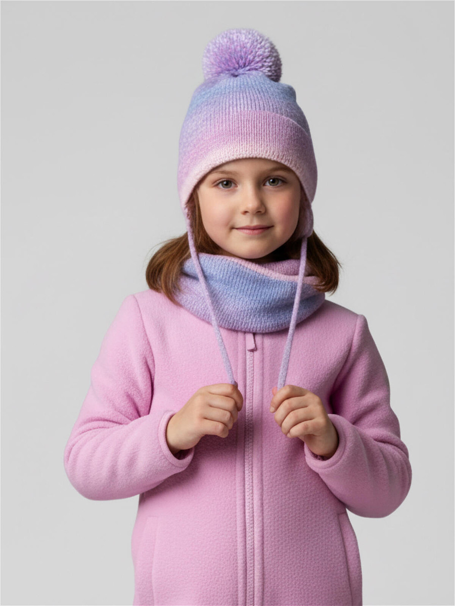 

Комплект трикотажный шапка снуд, Разноцветный