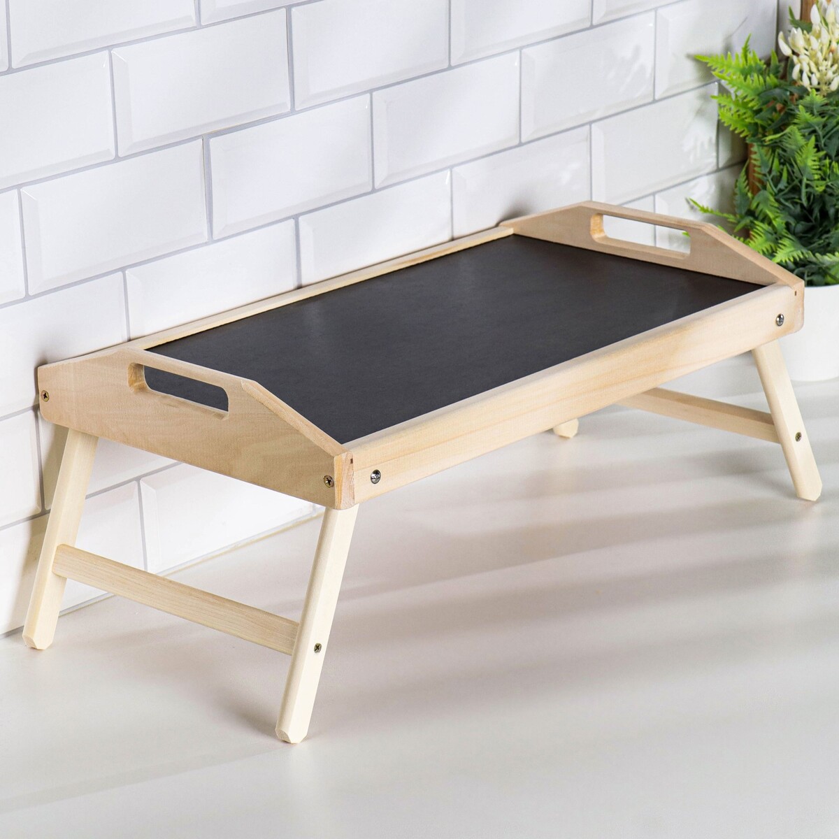 

Столик для завтрака с ручками складной, 50×30 см, из липы, Бежевый;коричневый