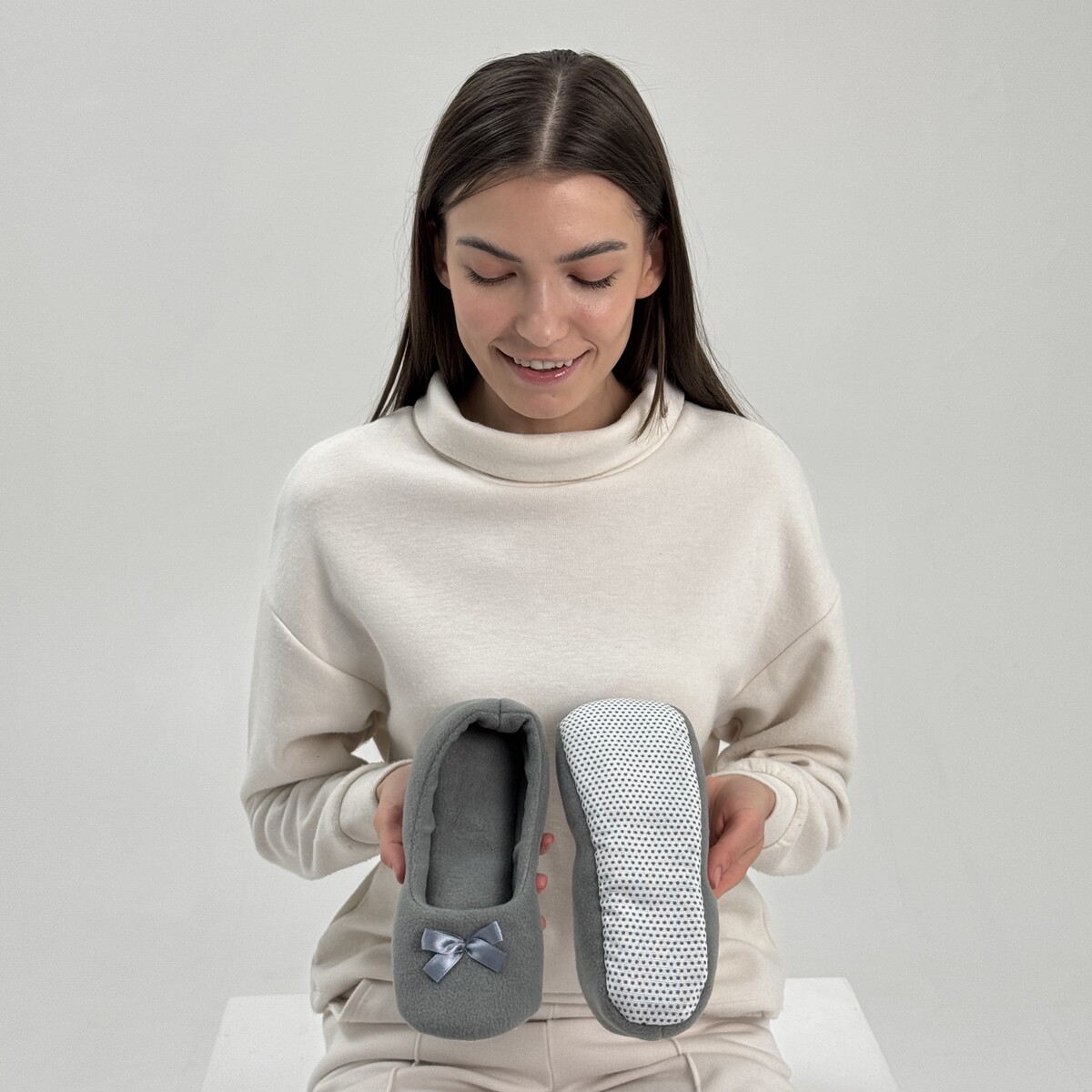 Туфли комнатные (тапочки) TapModa 020292219 Серый 