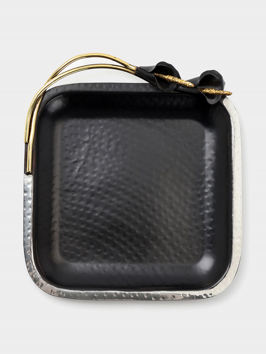 

Блюдо сервировочное квадратное, Черный;золотистый