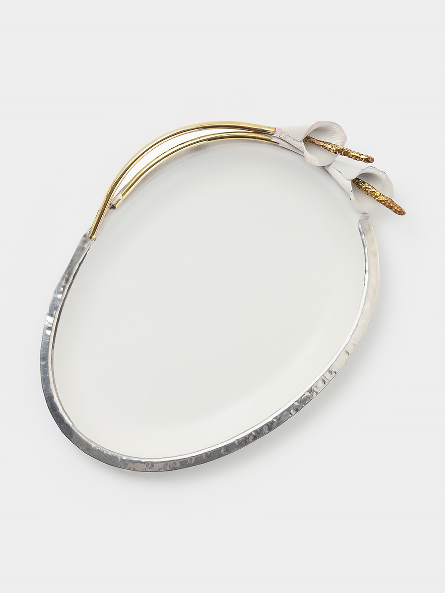 

Блюдо сервировочное овальное, Белый;золотистый