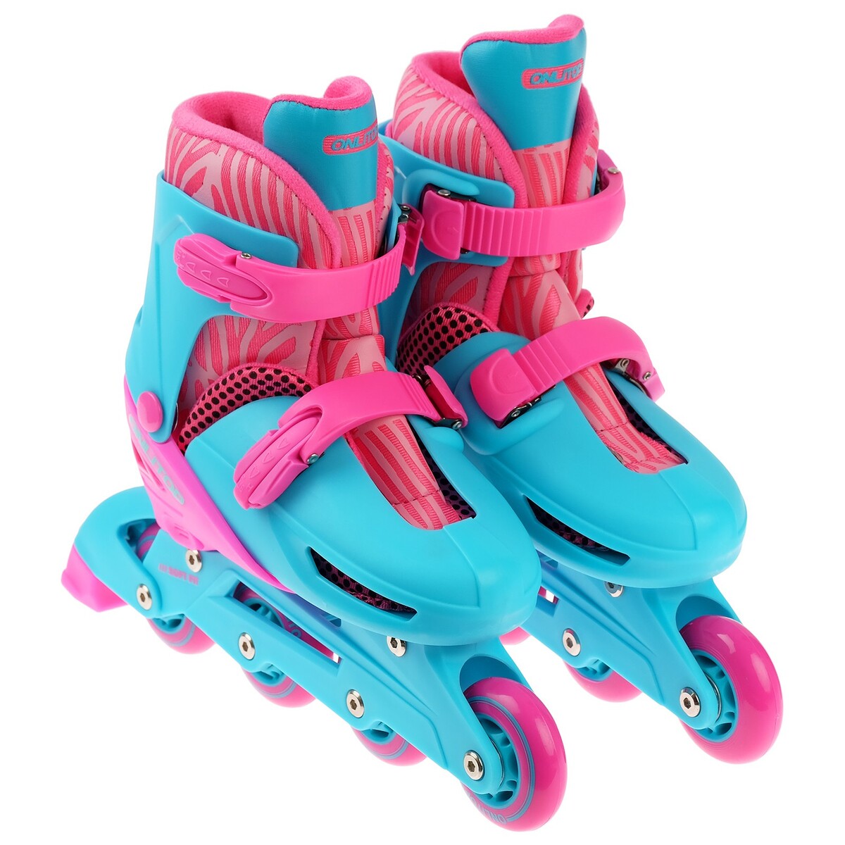 Роликовые коньки раздвижные onlytop, р. 30-33, колеса pvc 64 мм ONLYTOP 020614451 Голубой, розовый  Фото 2