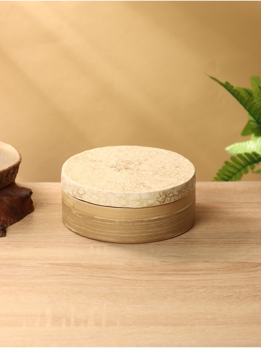 

Банка для сыпучих продуктов, 16×16×7.5 см, бамбук, Бежевый