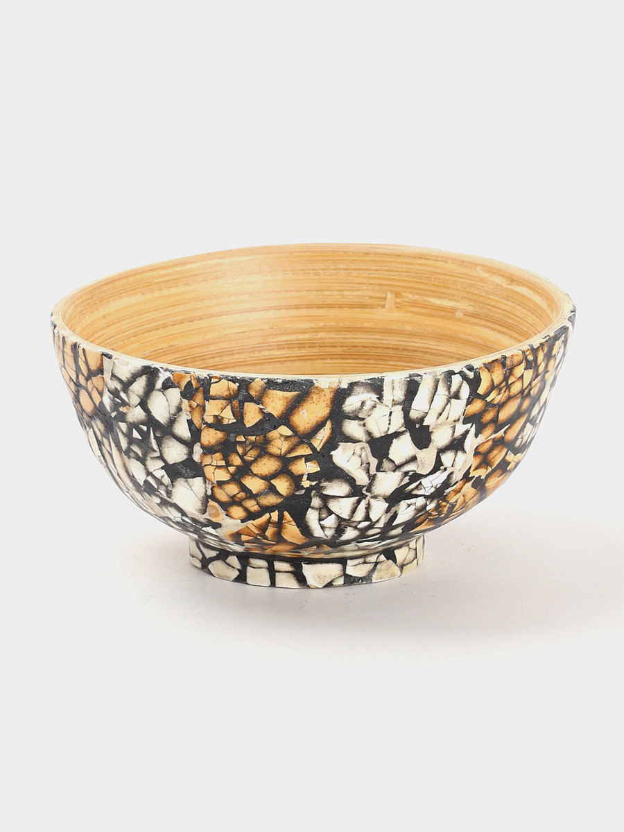 

Миска, 12×12×6 см, бамбук, Коричневый;бежевый