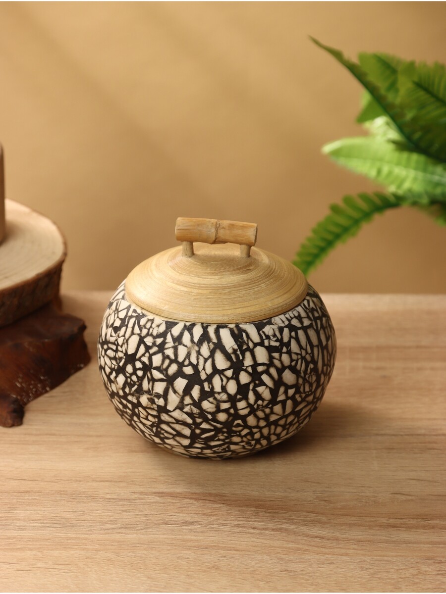 

Банка для сыпучих продуктов, 13×13×11 см, бамбук, Черный;бежевый