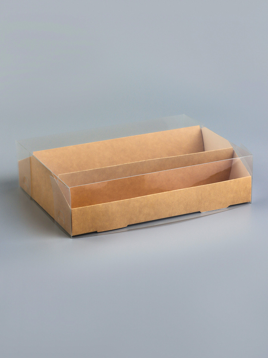 

Кондитерская коробка складная под 3 эклеров, крафт, 16×13.5×7 см, Бежевый;коричневый