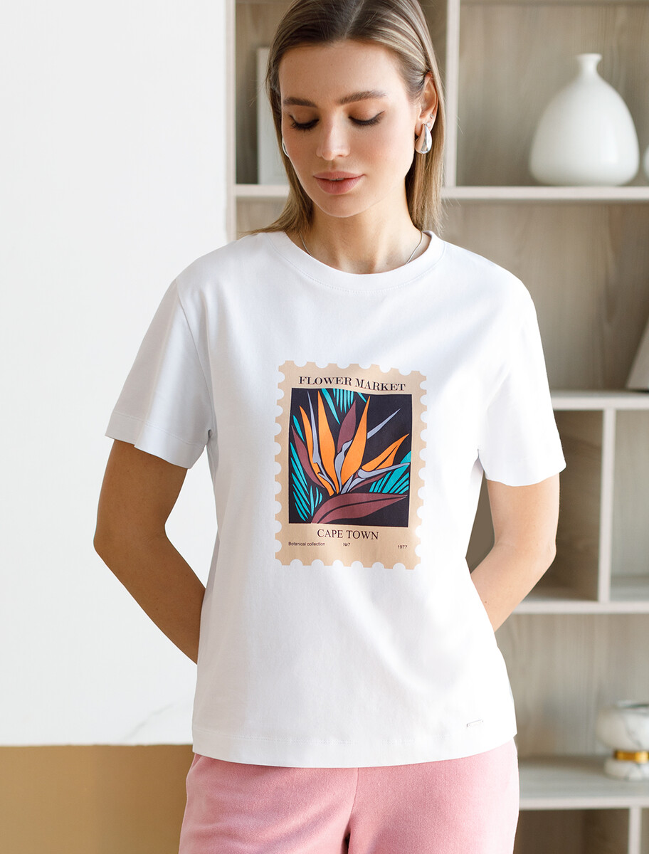 Футболка VILATTE 021553577 Белый_flower_market 