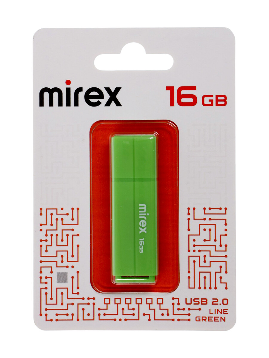 

Флешка mirex line green 16 gb, usb, зеленая, Зеленый