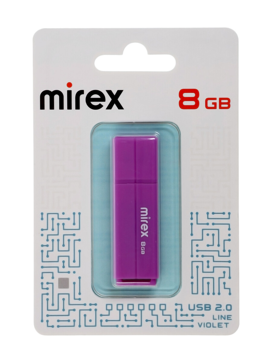 

Флешка mirex line violet 8 gb, usb, фиолетовая, Фиолетовый