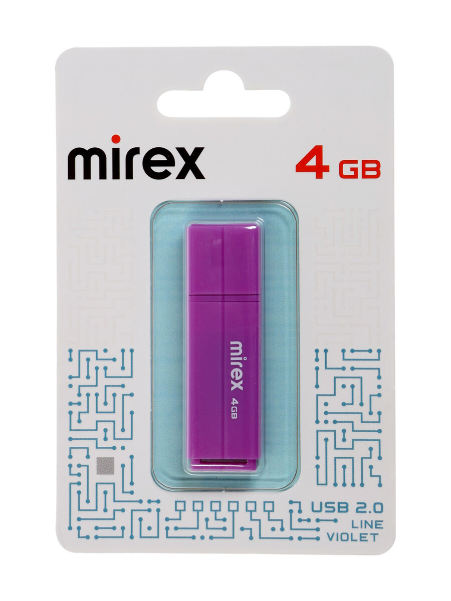 

Флешка mirex line violet 4 gb, usb, фиолетовая, Фиолетовый