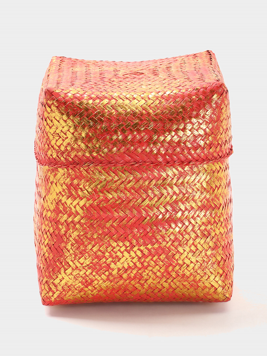 

Корзинка плетеная, Золотистый;розовый