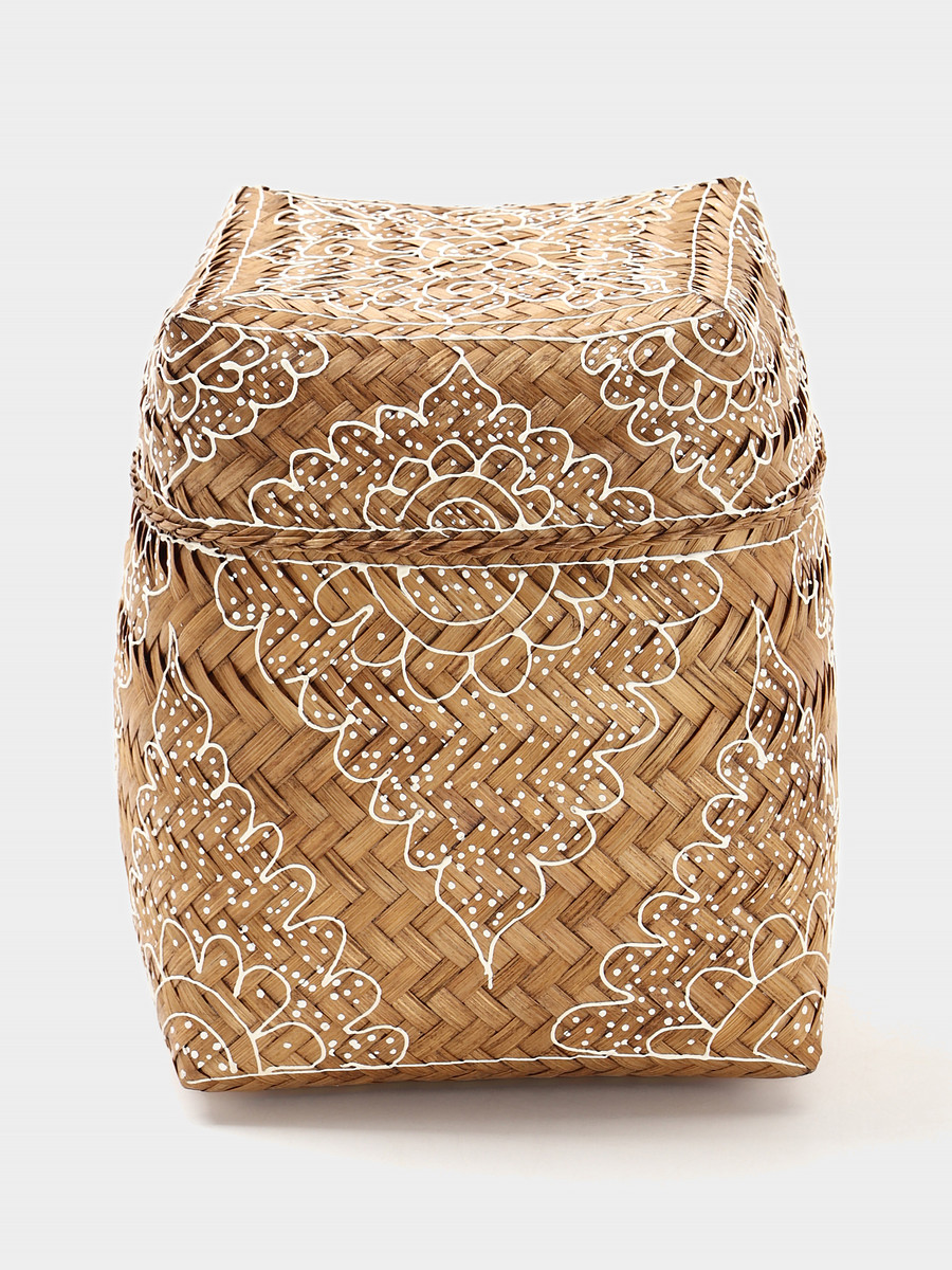 

Корзинка плетеная, Бежевый;белый