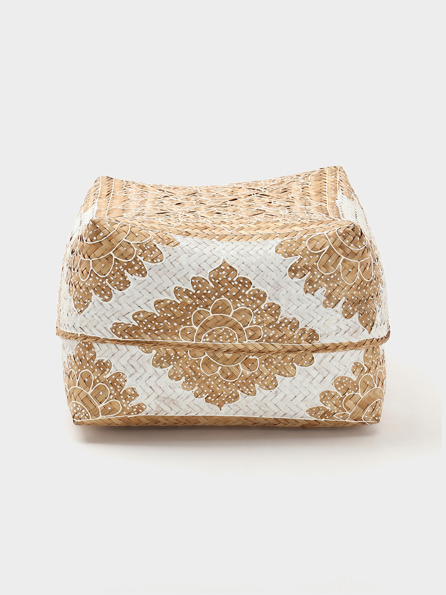 

Корзинка плетеная, Бежевый;белый