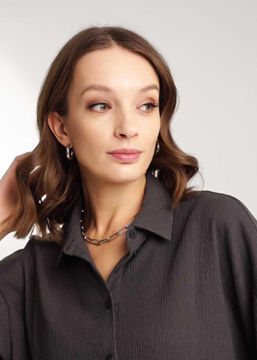 Блузка рубашка CLEVER 023291726 Т.серый 