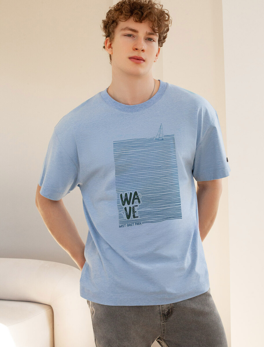Футболка VILATTE 023376175 Голубой меланж_wave 