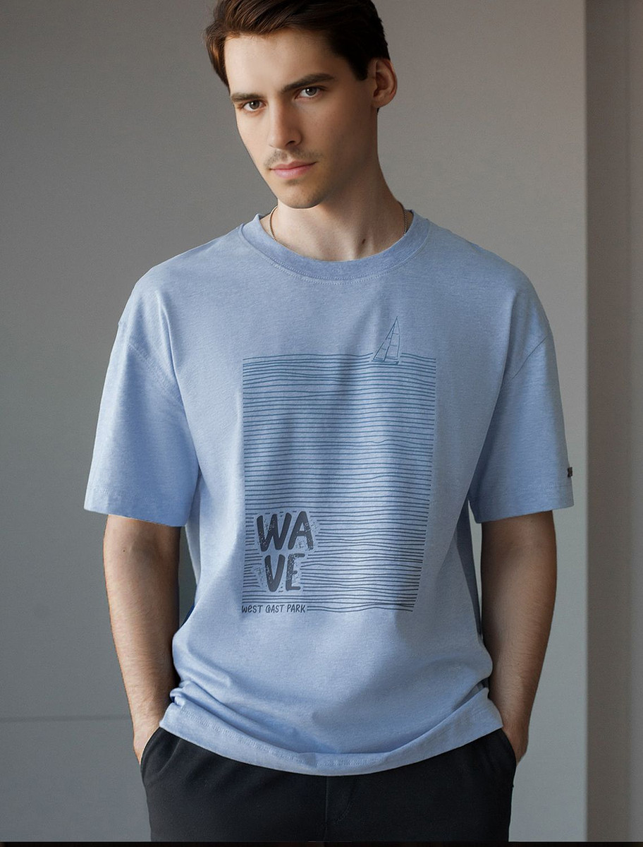 

Футболка, Голубой;голубой меланж_wave