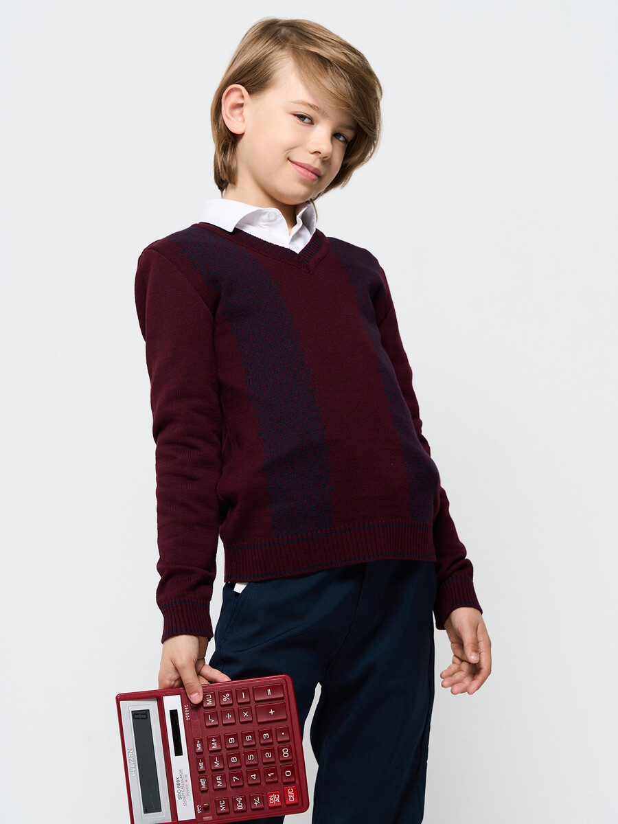Джемпер 23705630 Бордо, меланж синий, размер рост 128 см, фото 4