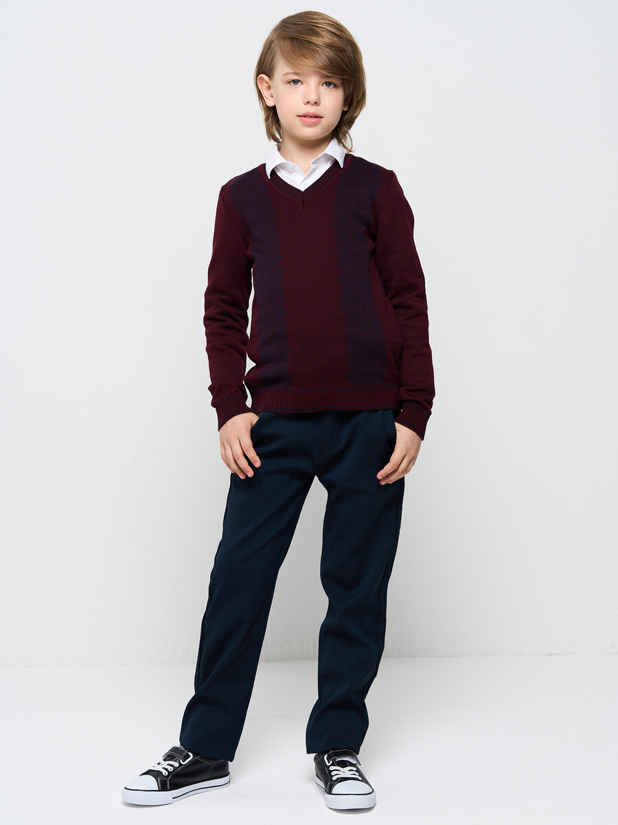 Джемпер 23705630 Бордо, меланж синий, размер рост 128 см, фото 2