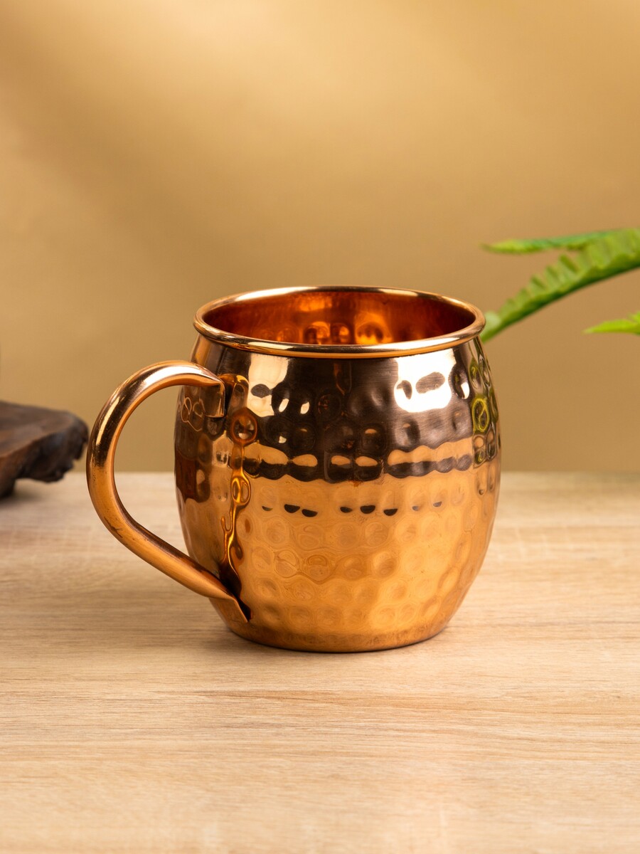 

Кружка рельефная, 13×8×9.5 см, медь, Золотистый