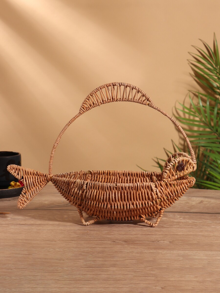 

Корзинка в форме рыбки, 11×32×25 см, ротанг, Бежевый