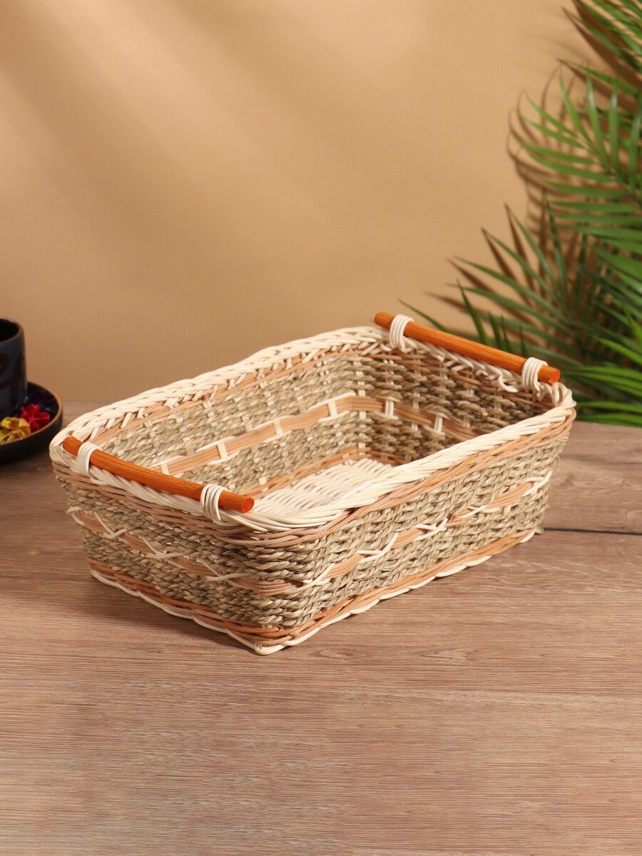 

Корзина плетеная 30x22x11 см, ротанг, Бежевый