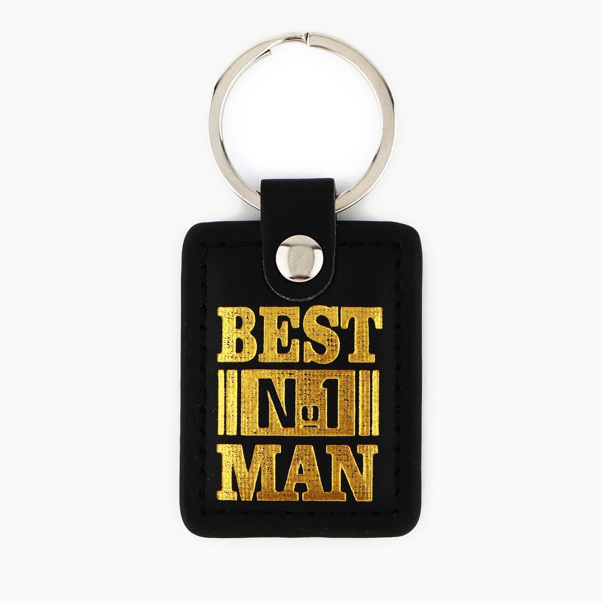 

Брелок для ключей кожзам best man, 4×8.5 см, Черный;золотистый
