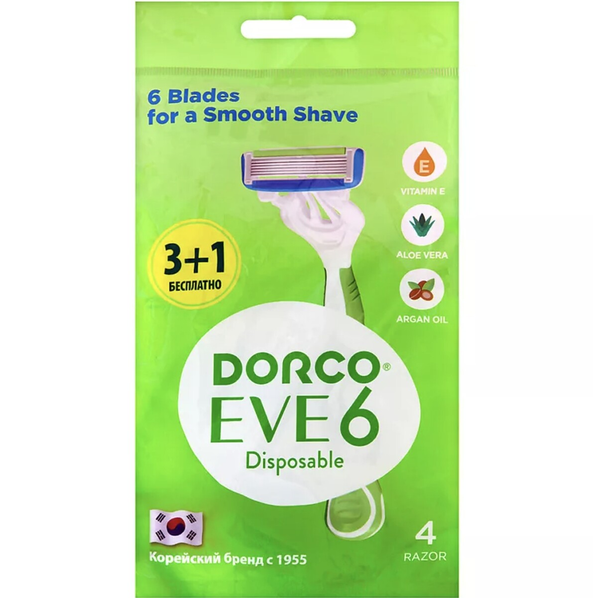 

DORCO EVE 6 4'S сменные кассеты женские с сгибаемым катриджем (Ю.Корея)
