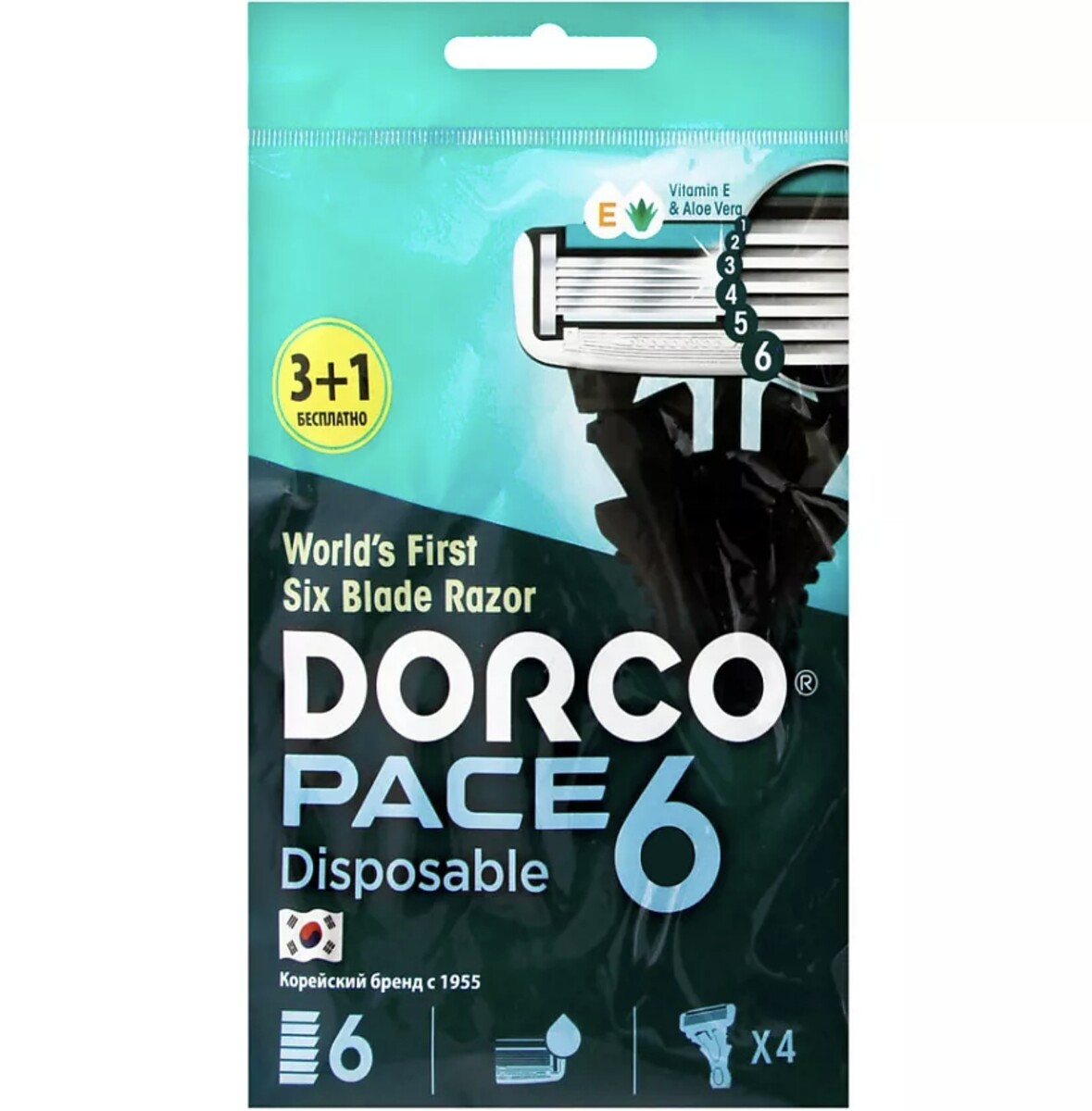 

DORCO PACE6 4'S сменные кассеты с 6лезвиями NEW