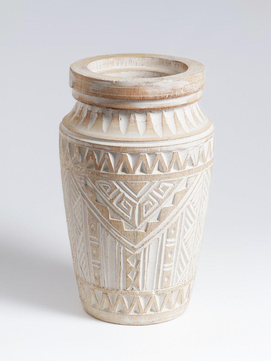 

Ваза интерьерная, 15×15×25 см, дерево, Бежевый