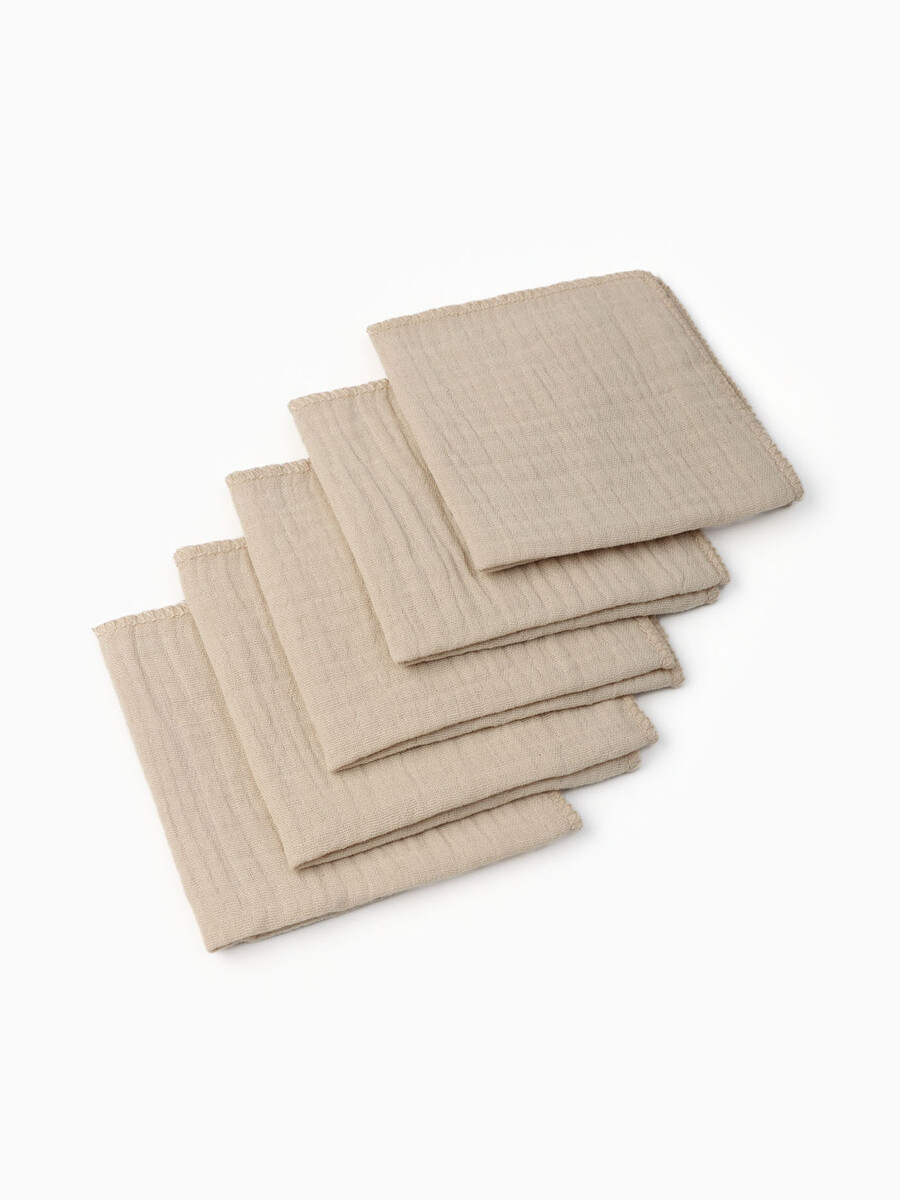 

Набор платочков крошка я eco touch 20*20 см-5 шт, муслин, 100 % хлопок, Бежевый