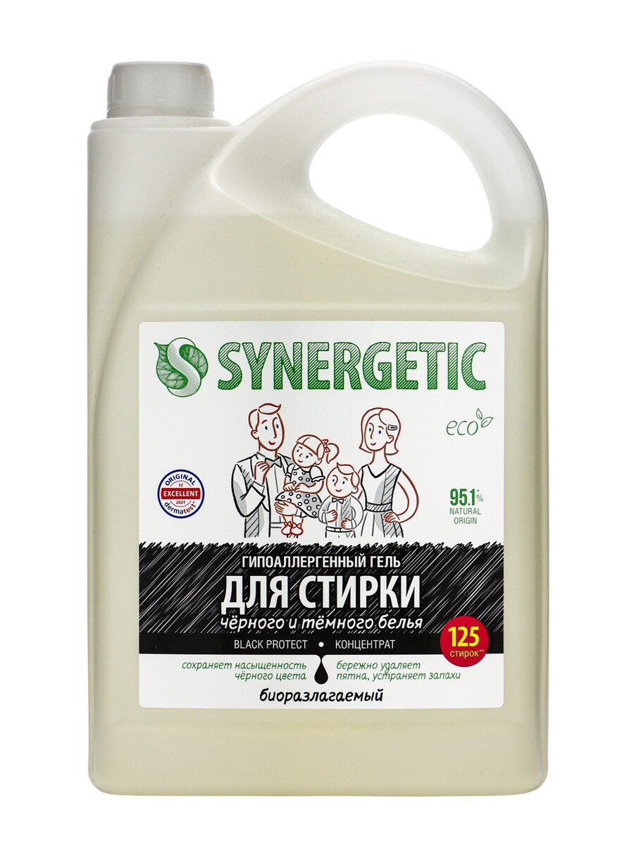 

Гель для стирки synergetic black protect, 3.75 л