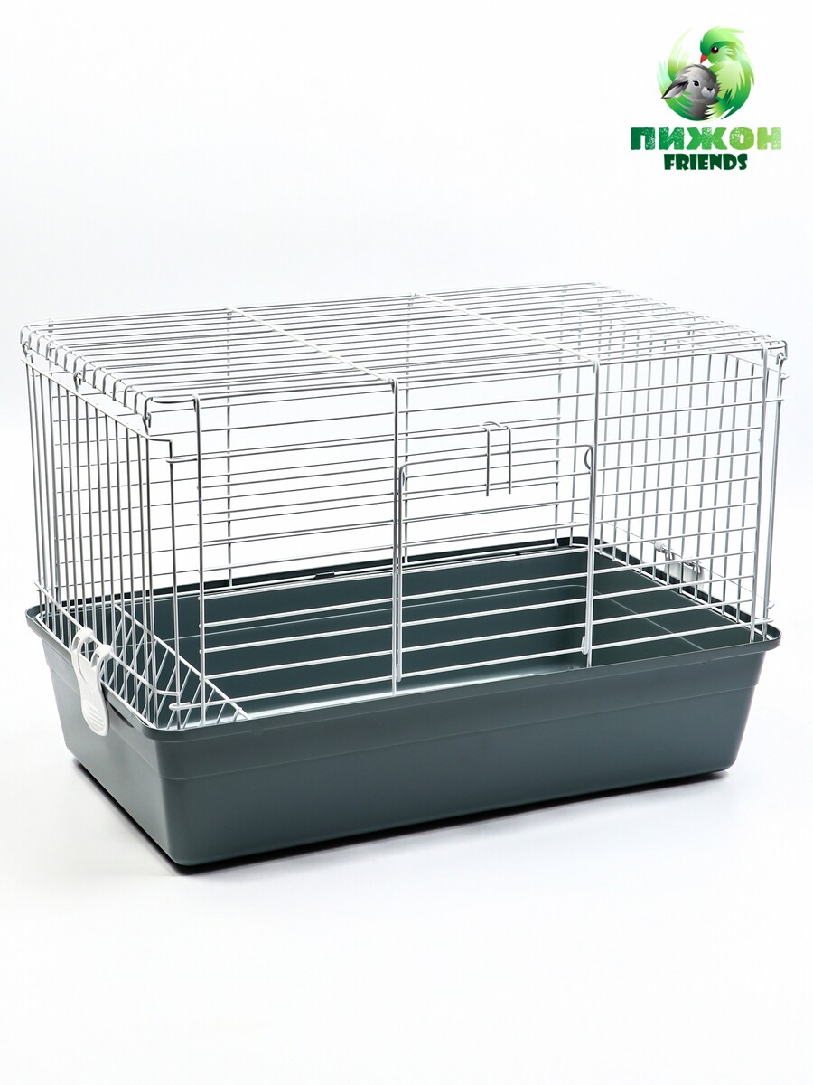 Клетка усиленная для кроликов, 60 х 36 х 40 см, серая