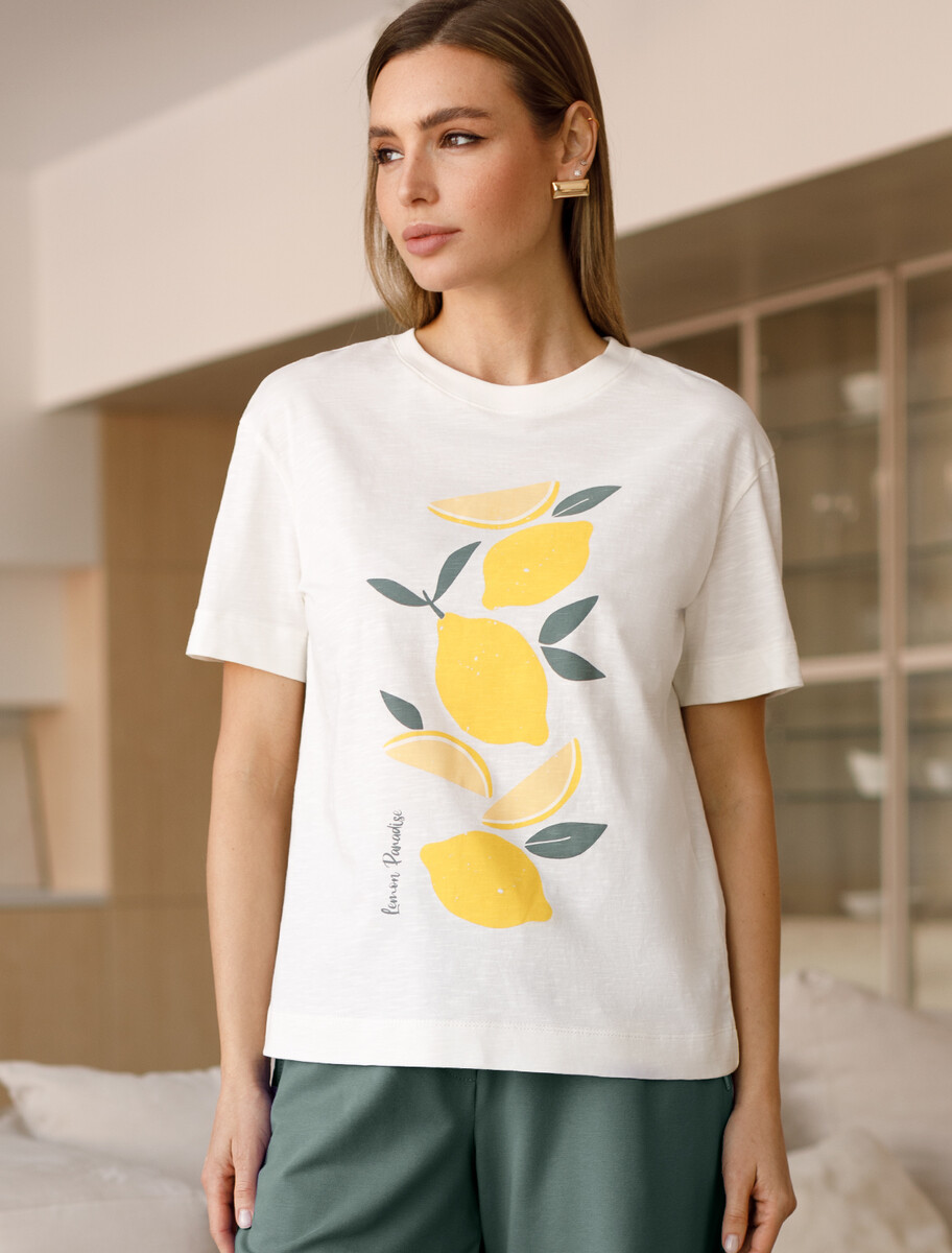Футболка VILATTE 025103653 Молочный_lemon paradise 