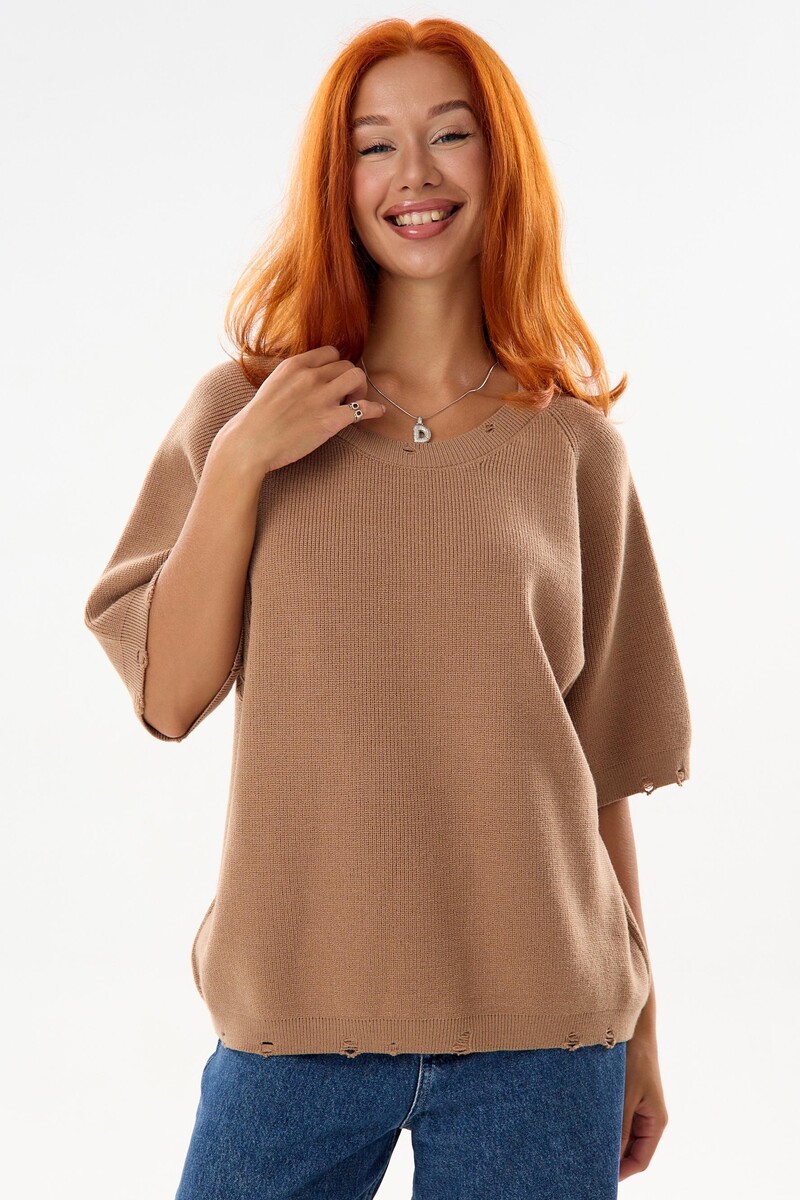 Футболка вязаная Lika Dress 025236307 Кофейный  Фото 2